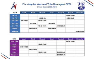 PLANNING DES SEANCES FCLM / GFSL FIN DE SAISON