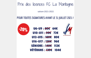 PRIX DES LICENCES SAISON 2021-2022