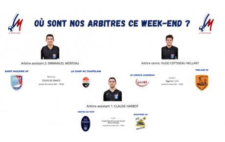 OÙ SONT NOS ARBITRES CE WEEK-END ?