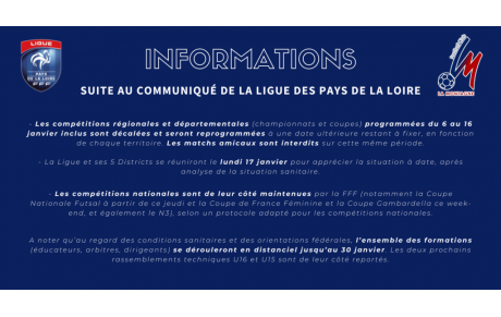 COMMUNIQUÉ DE LA LIGUE DES PAYS DE LA LOIRE