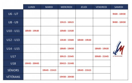 PLANNING ENTRAINEMENT SAISON 2023/2024