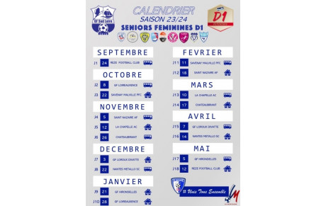 CALENDRIER SENIOR FÉMININES