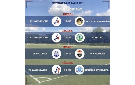 MATCHS DU WEEK-END DU 11-12/11