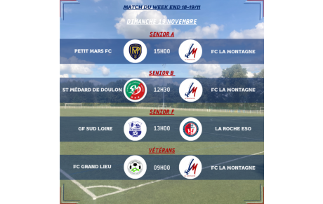 MATCHS DU WEEK-END DU 18-19/11