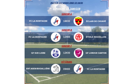 MATCHS DU WEEK-END DU 13-14/01