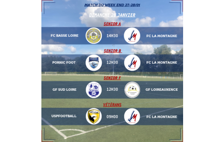 MATCHS DU WEEK-END DU 27-28/01