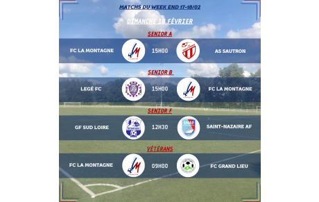 MATCHS DU WEEK-END DU 17-18/02