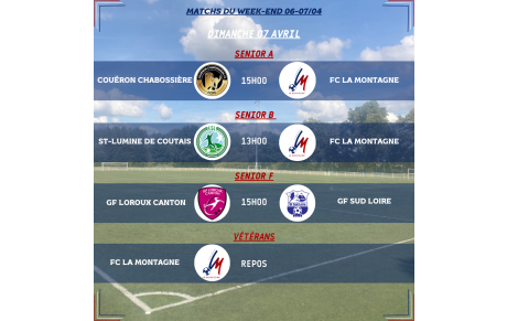 MATCHS DU WEEK-END DU 06-07/04