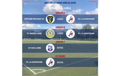 MATCHS DU WEEK-END DU 20-21/04