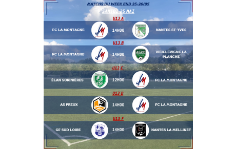 PROGRAMME DU WEEK-END DU 25-26/05