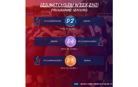 MATCHS DU WEEK-END DU 22-23/03